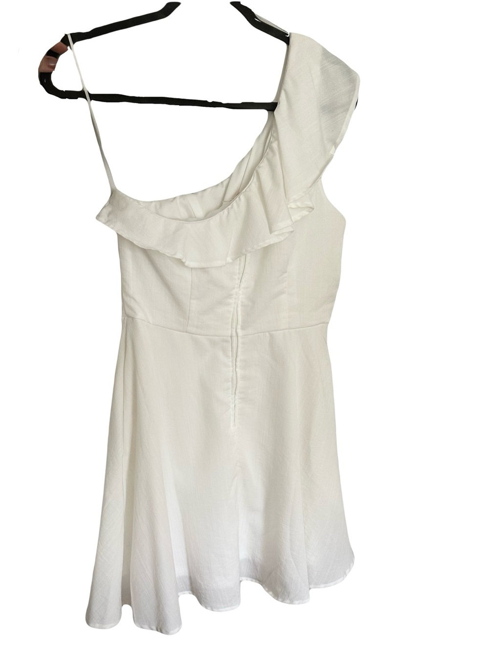 One-Shoulder Ruffle Dress - White - Picture 2 of 4